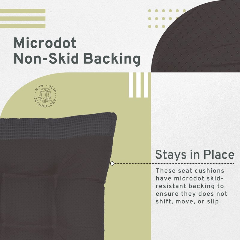 Arlee Chair Cushions for Dining Chairs, Set of 2 - Memory Foam Chair Pads, Non-Skid Backing - Durable Thick Seat Cushions for Kitchen, Office, Patio, 15.5" L x 15.5" W, Black - Image 4